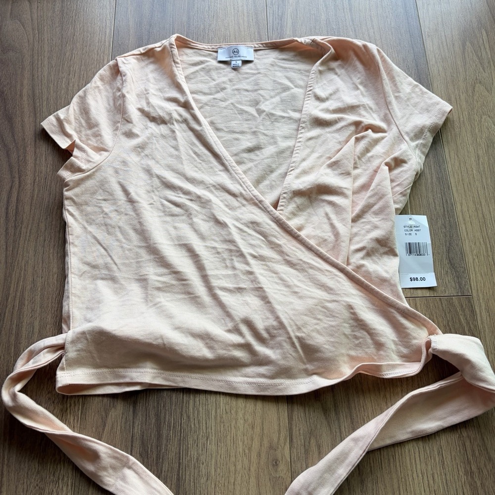New With Tags‎ Adriano Goldschmied Peach Pink Wrap Blouse- Size Small